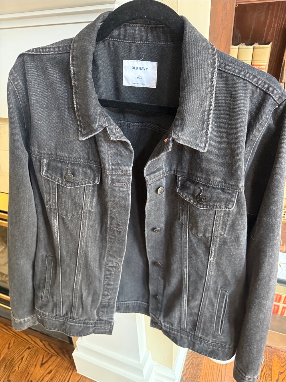Old Navy Women's Washed Black Denim Jacket XL Tall